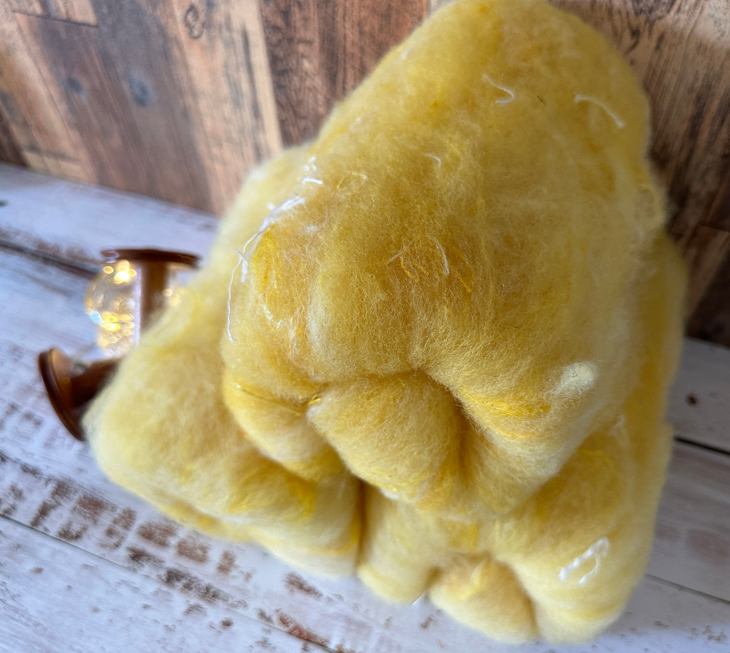 Lemon Yellow Shetland and Alpaca Art Batt for Spinning or Felting ~ Pride Rainbow