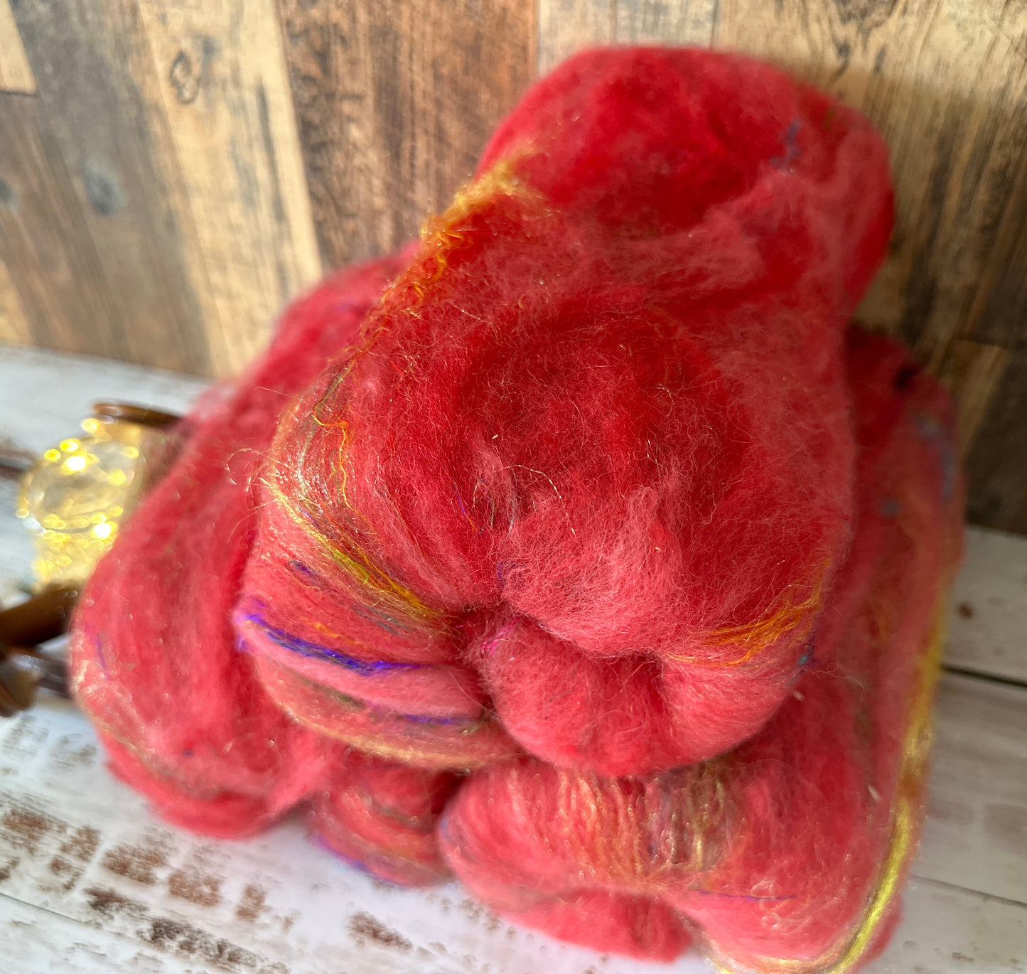 Reds and Pinks Shetland and Alpaca Art Batt for Spinning or Felting ~ Pride Rainbow
