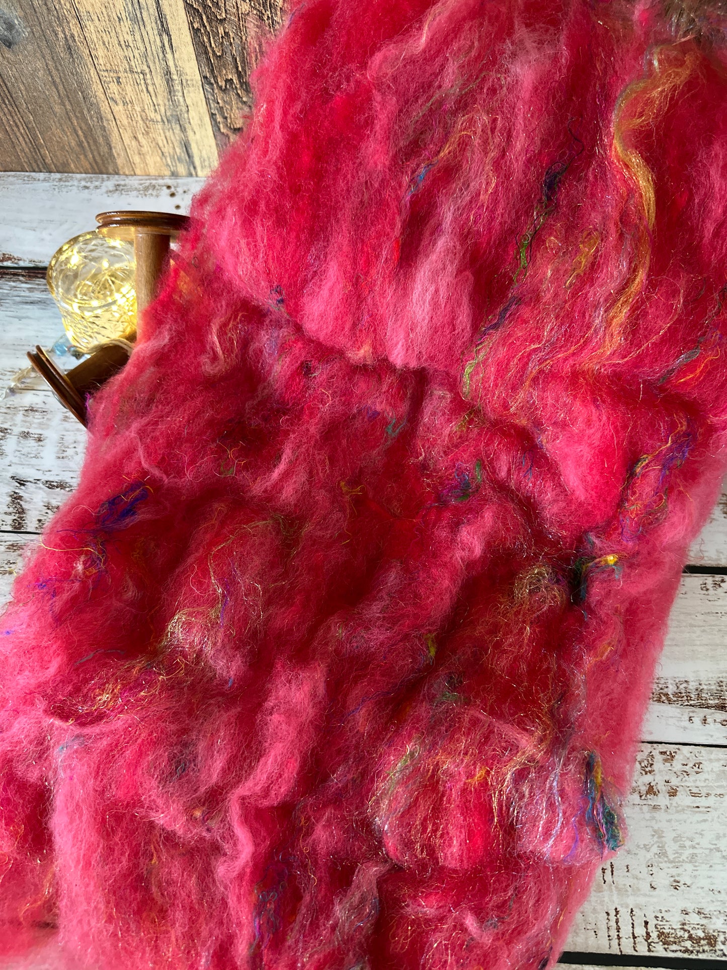 Reds and Pinks Shetland and Alpaca Art Batt for Spinning or Felting ~ Pride Rainbow