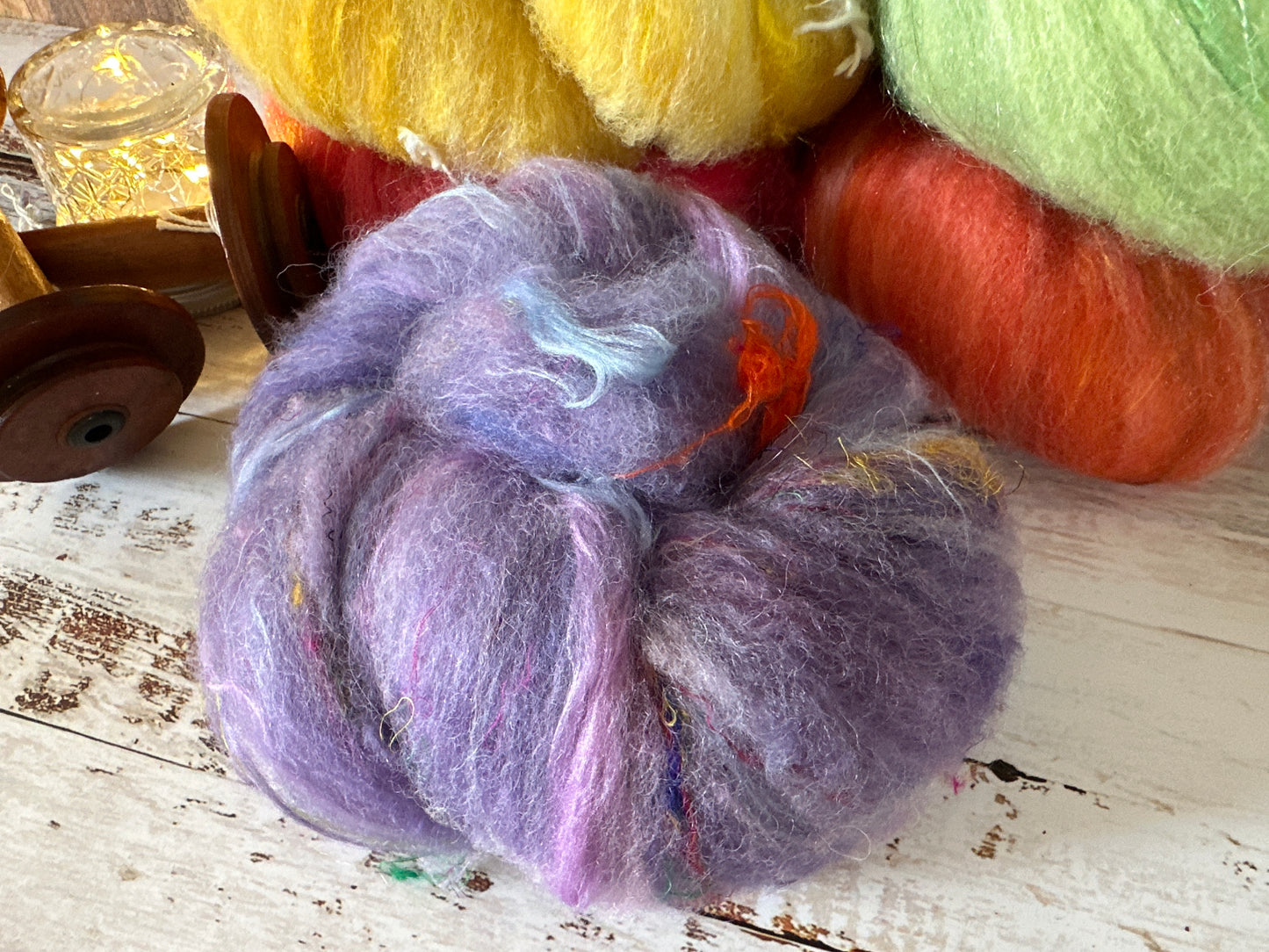 Boxed Set Rainbow of Shetland and Alpaca Mini Art Batt for Spinning or Felting ~ Pride