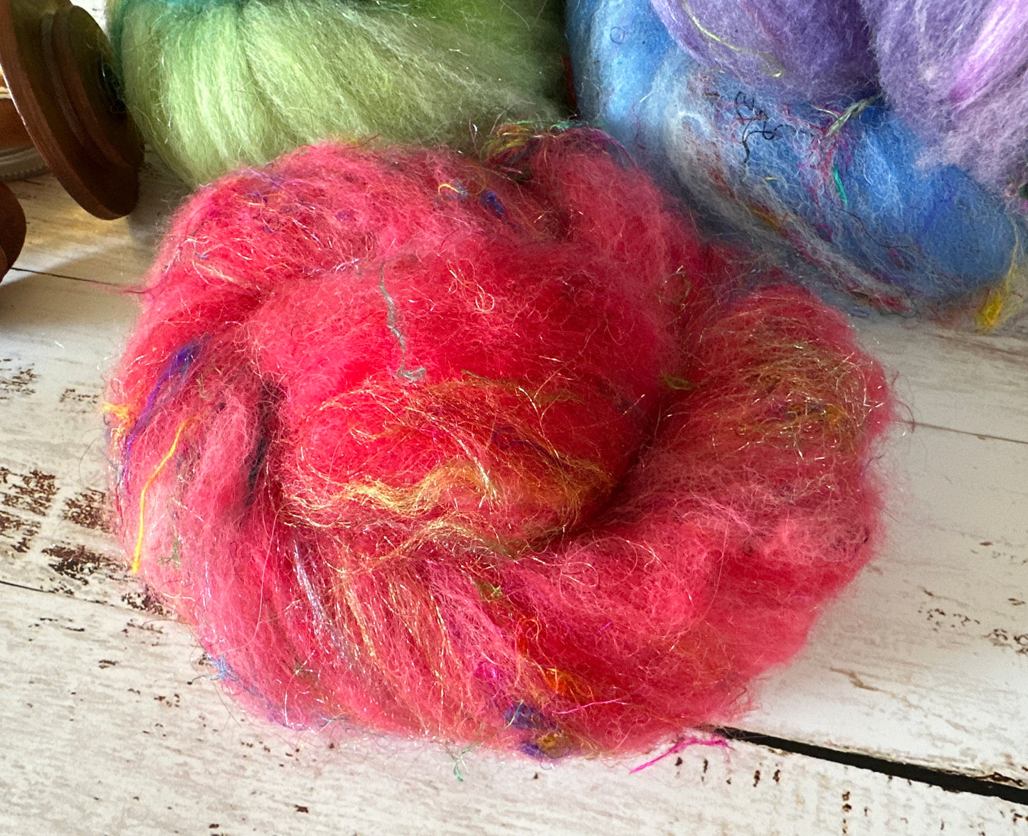 Boxed Set Rainbow of Shetland and Alpaca Mini Art Batt for Spinning or Felting ~ Pride
