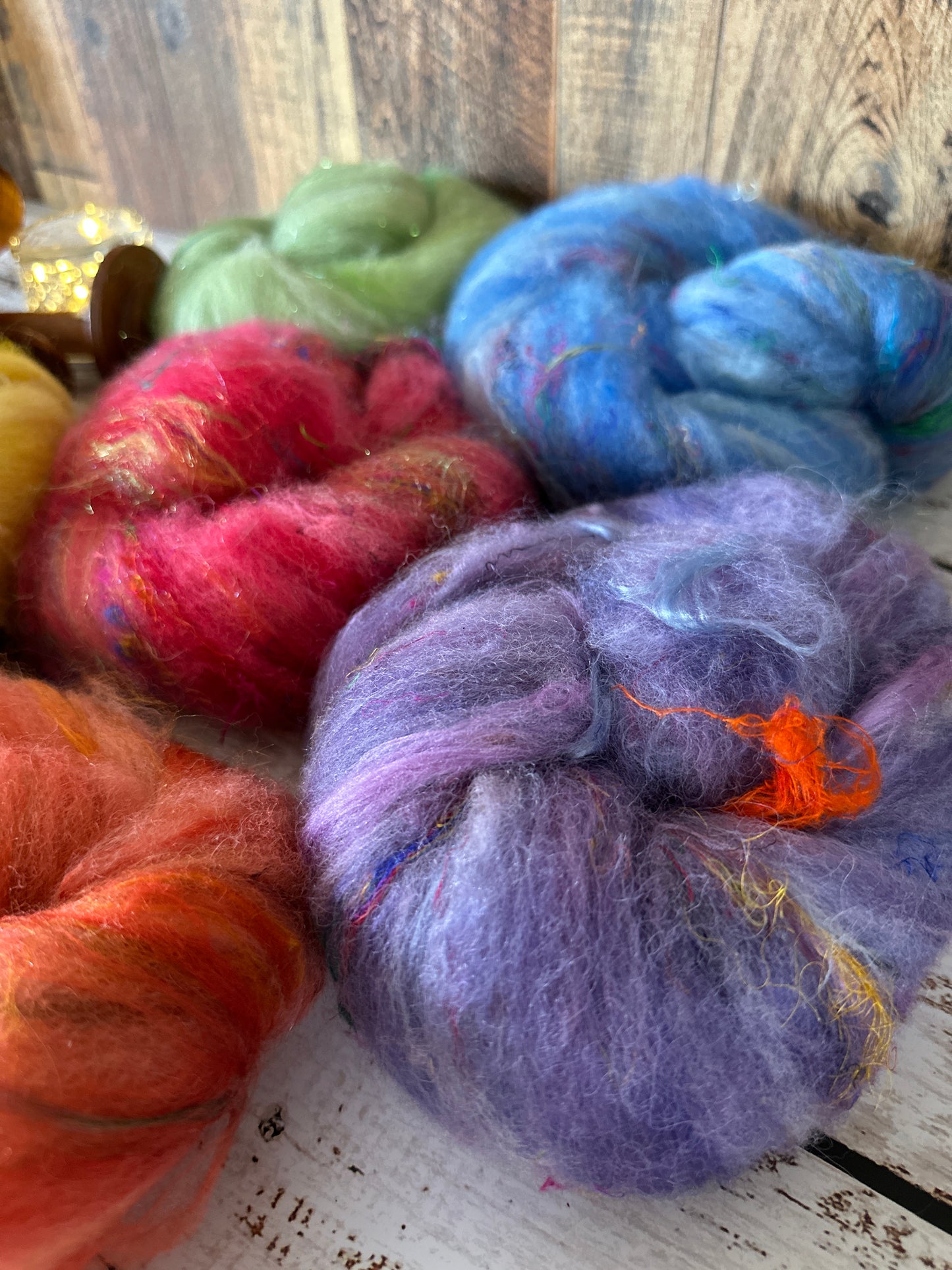 Boxed Set Rainbow of Shetland and Alpaca Mini Art Batt for Spinning or Felting ~ Pride