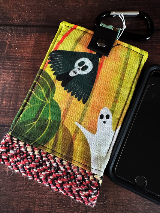 Haunted Pumpkin Patch and Handwoven Wool Phone Pouch with Internal Card Pocket