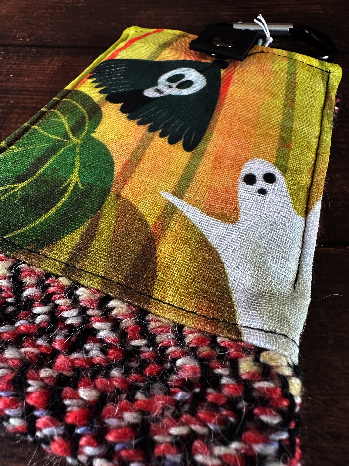 Haunted Pumpkin Patch and Handwoven Wool Phone Pouch with Internal Card Pocket