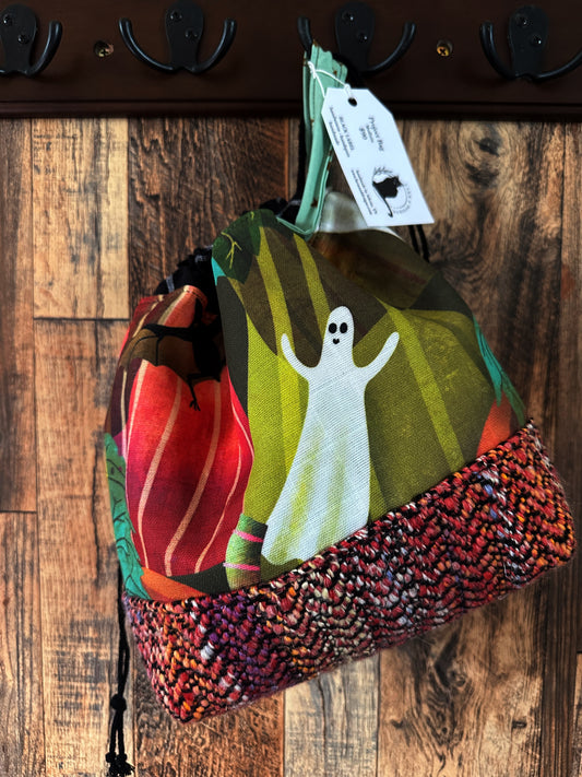 Haunted Pumpkin Patch and Handwoven Wool Medium Project Bag