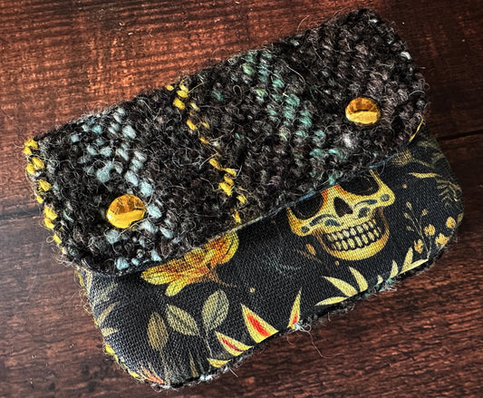 Calavera and Cempasúchil Handwoven Wool Simple Card Wallet