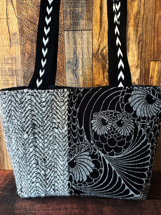 Silver Owls and Handwoven Wool Med Tote