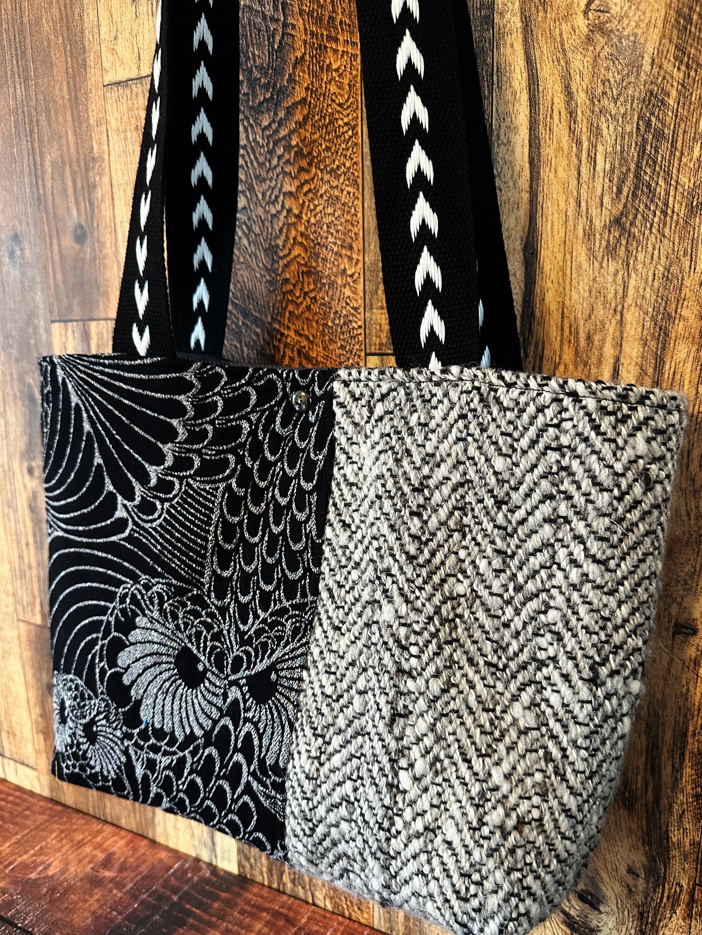 Silver Owls and Handwoven Wool Med Tote
