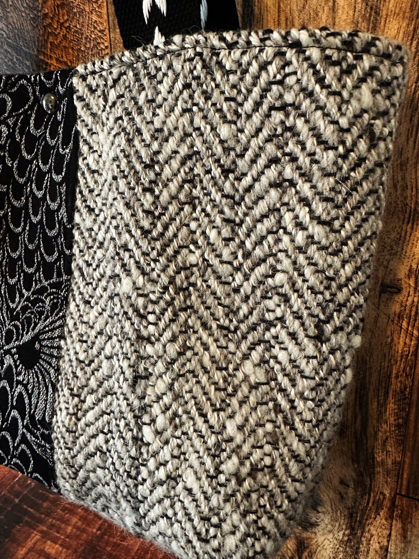 Silver Owls and Handwoven Wool Med Tote