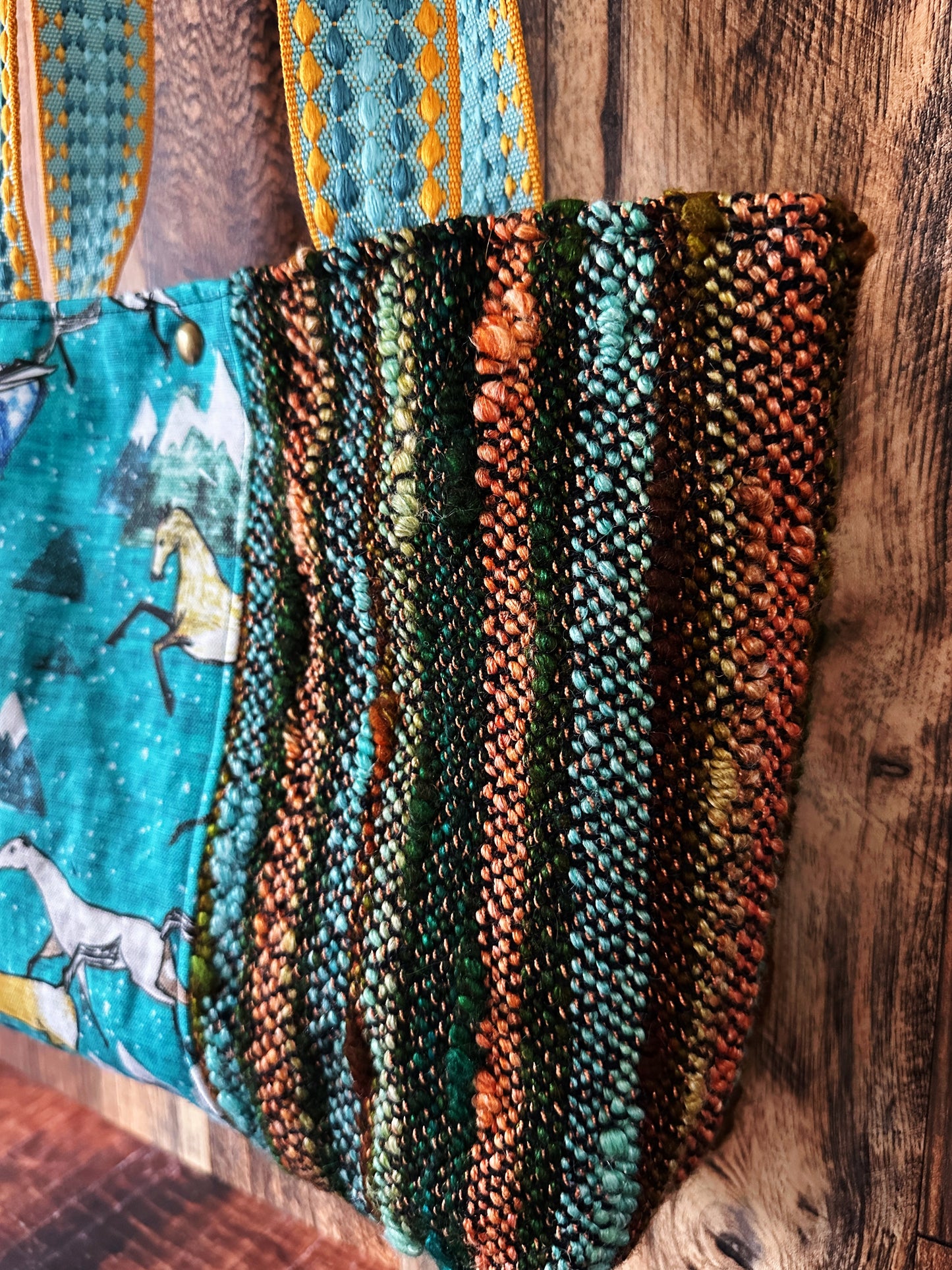 Wild Horses and Handwoven Wool Med Tote