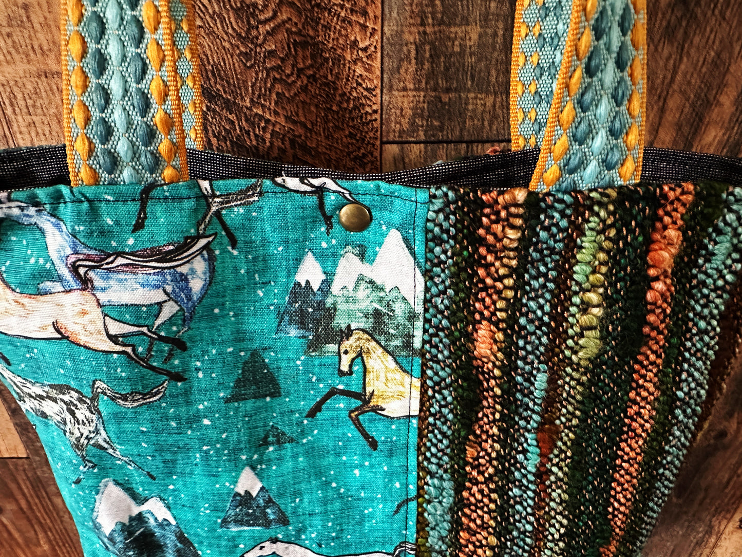 Wild Horses and Handwoven Wool Med Tote