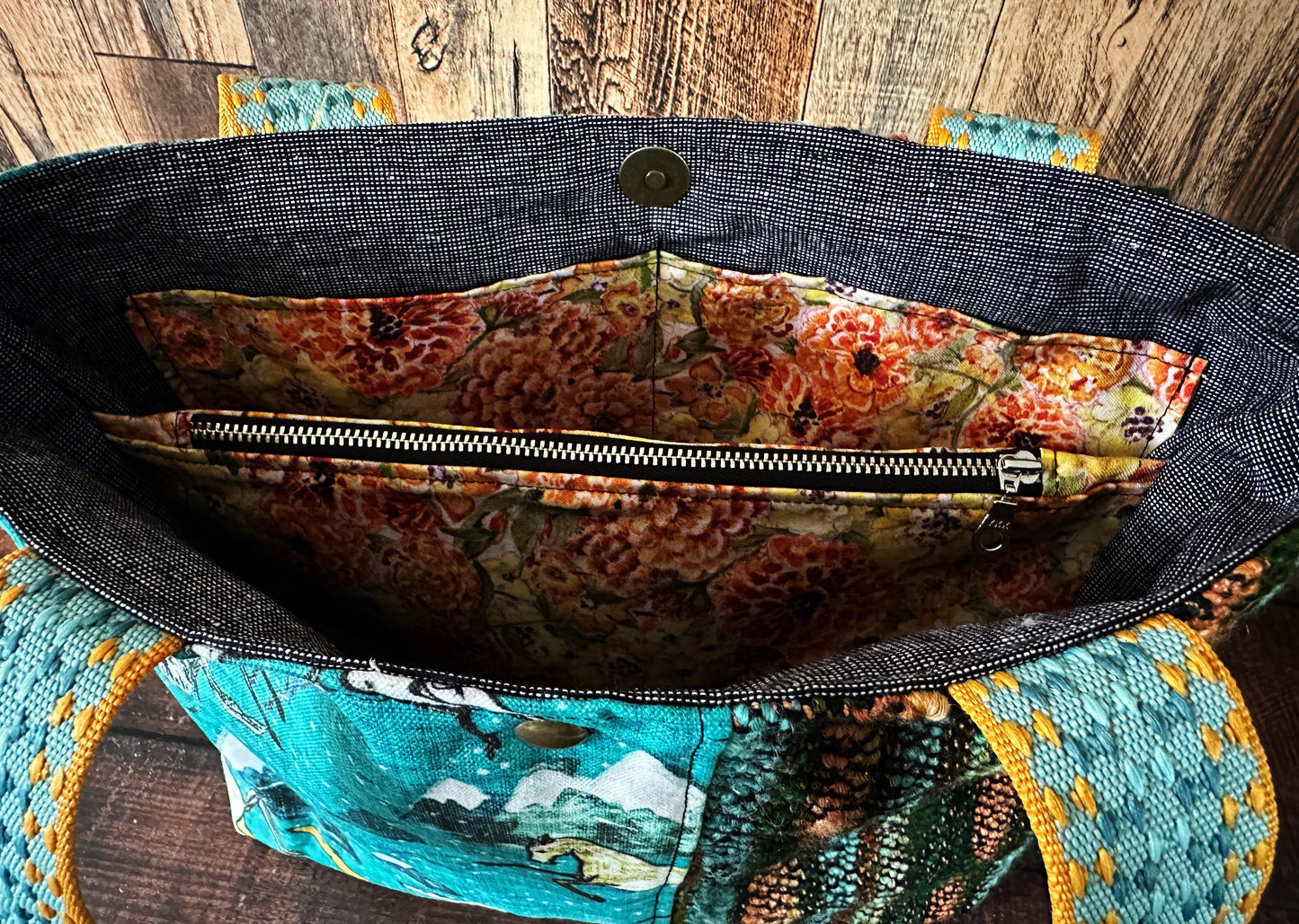 Wild Horses and Handwoven Wool Med Tote