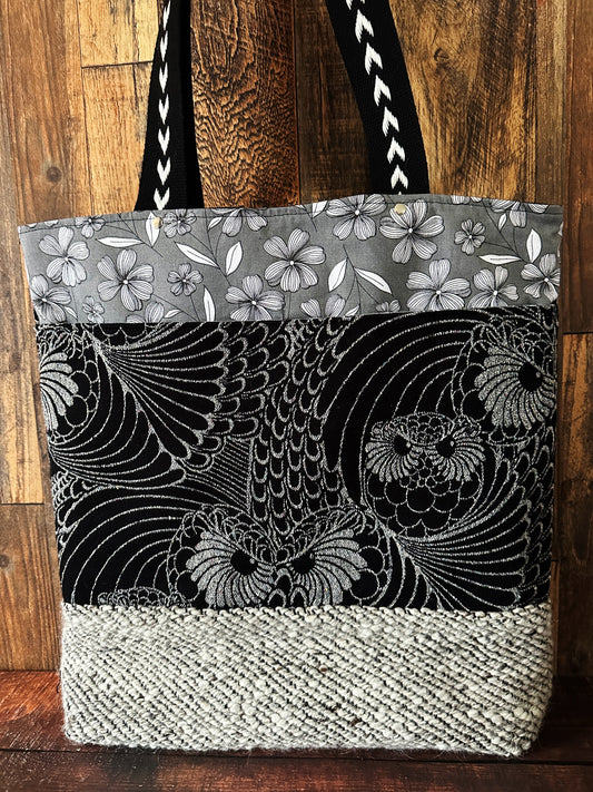 Silver Owls & Handwoven Wool Extra Large Tote