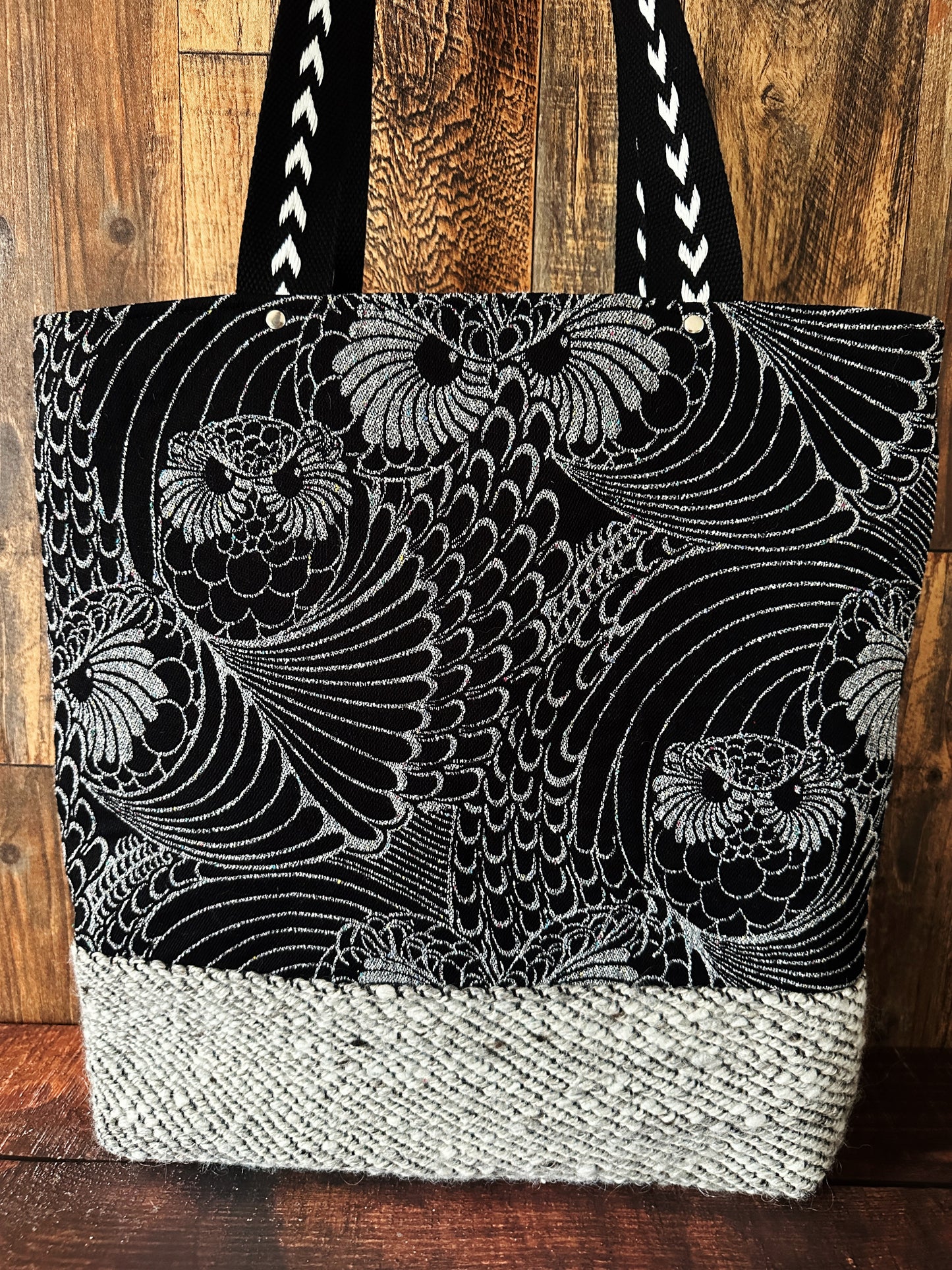 Silver Owls & Handwoven Wool Extra Large Tote