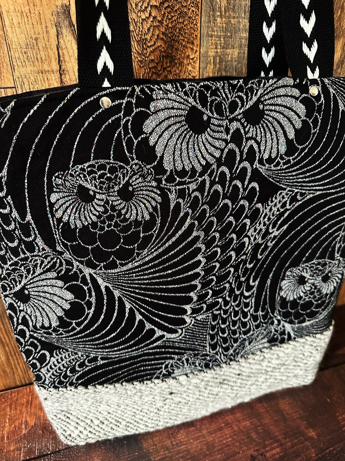 Silver Owls & Handwoven Wool Extra Large Tote