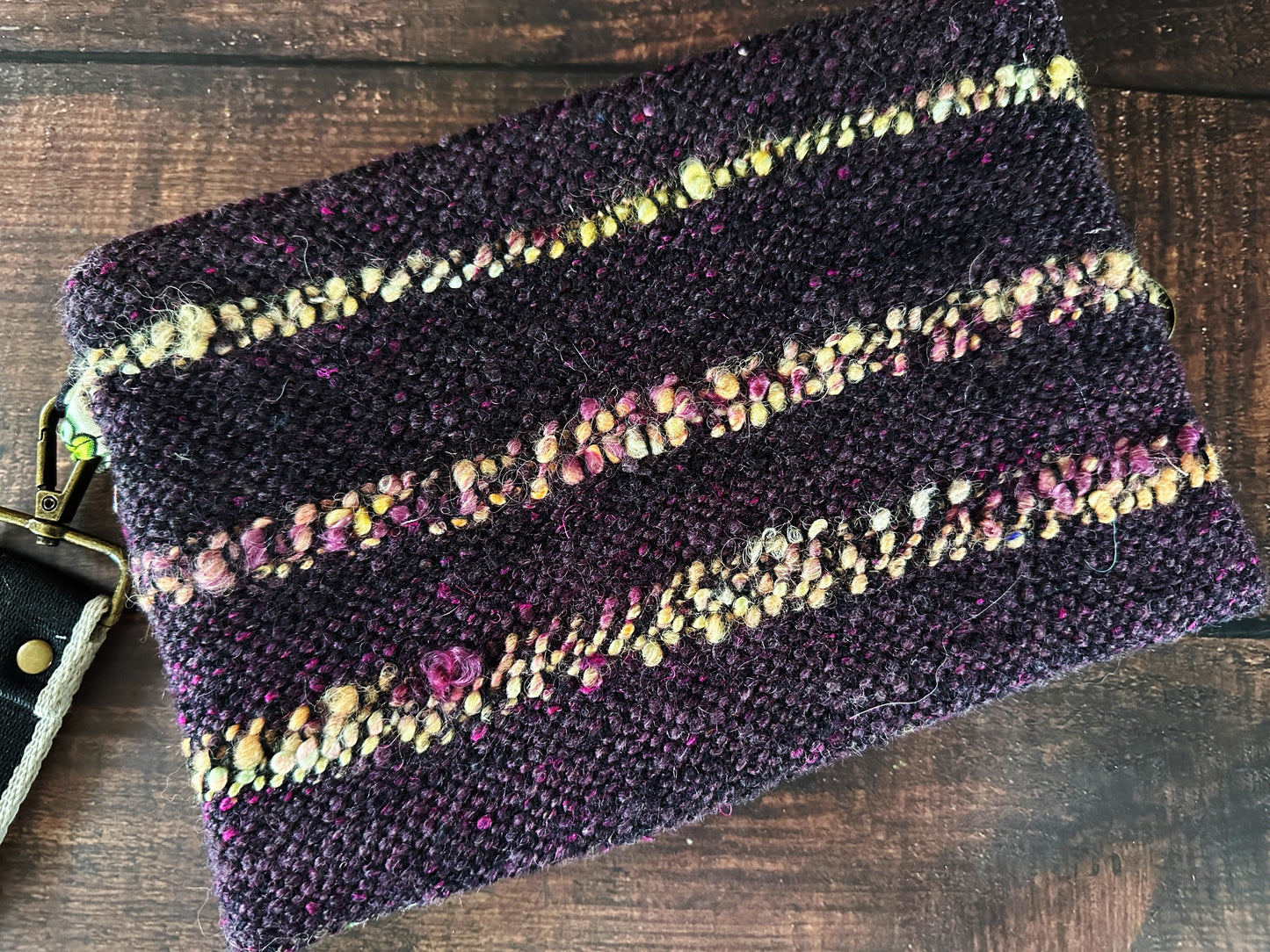 Frida and Calavera & Handwoven Wool Double Zipper Clutch