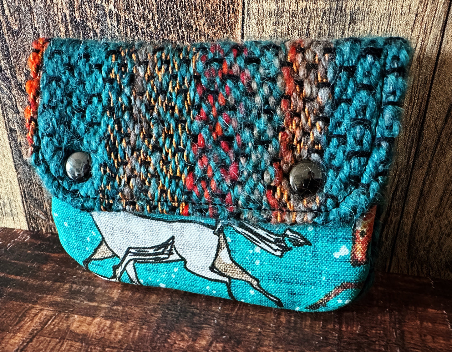 Wild Horses & Woven Wool Simple Card Wallet