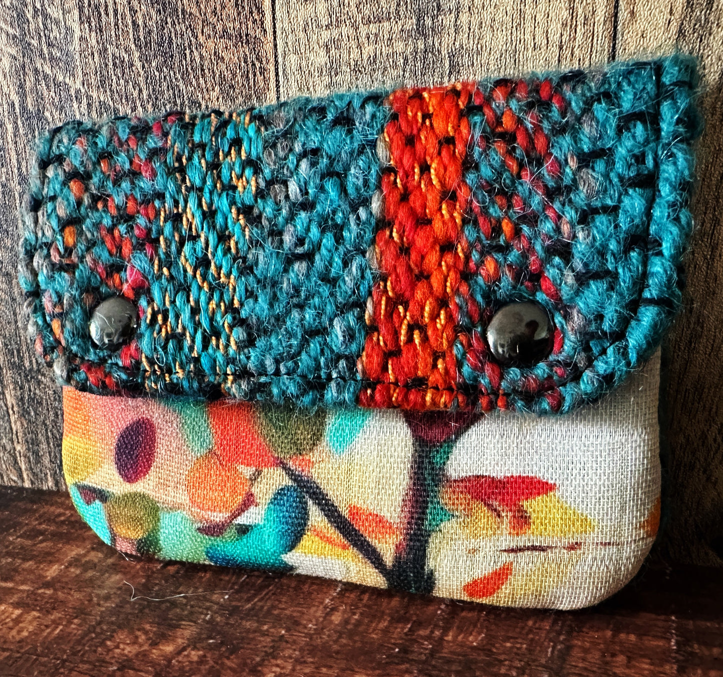 Fall Foliage & Woven Wool Simple Card Wallet