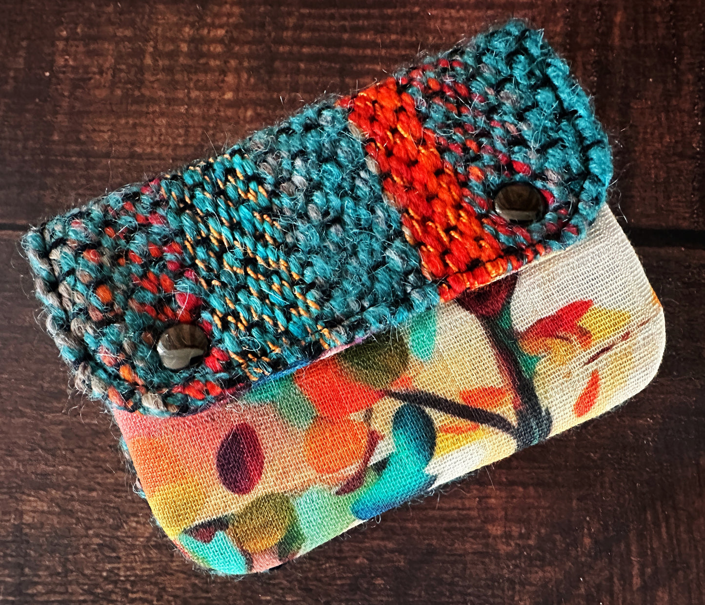Fall Foliage & Woven Wool Simple Card Wallet