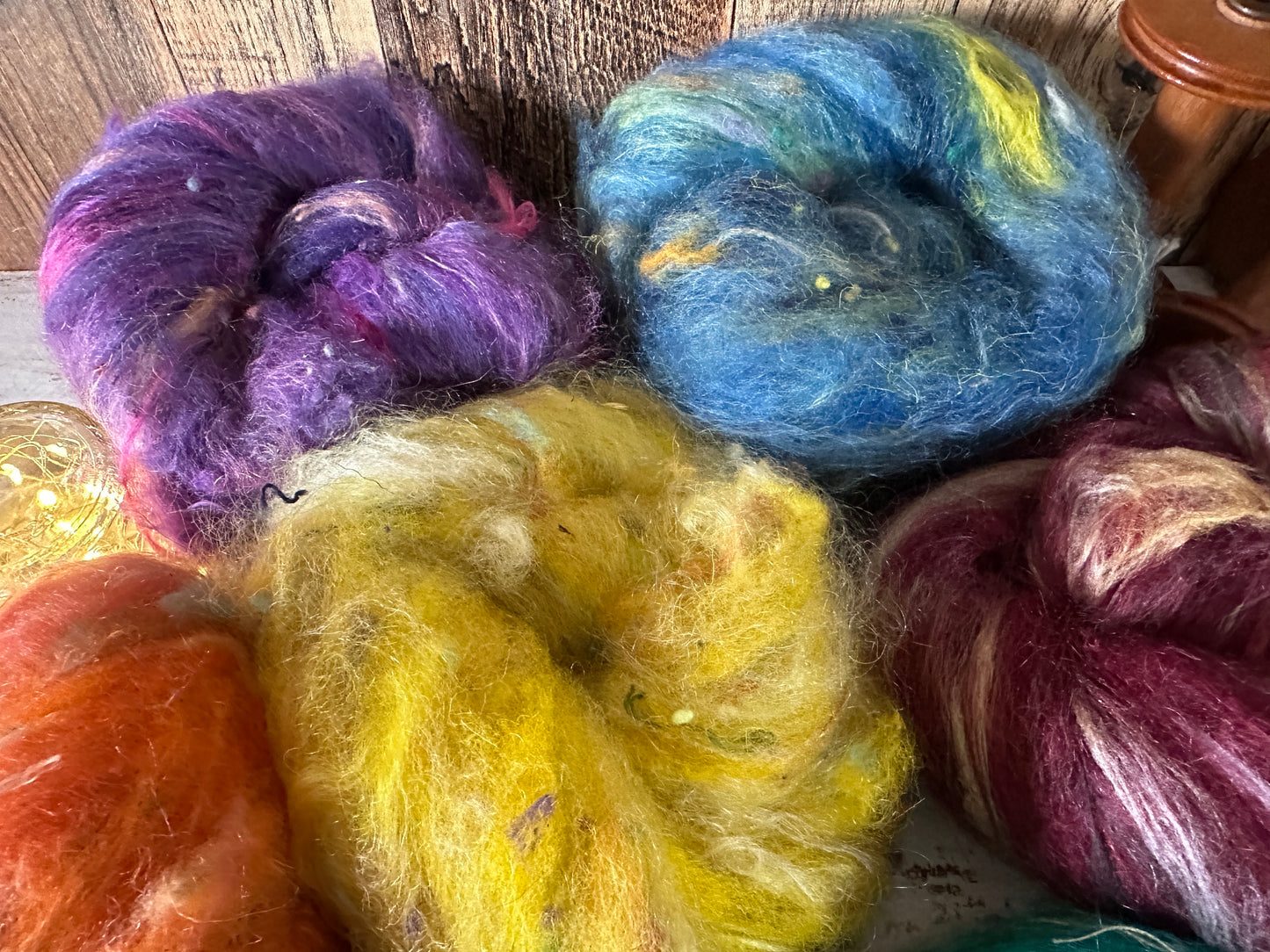 VERY ARTY Art Batts ~ Mixed Set Rainbow of Shetland and Mohair for Spinning or Felting