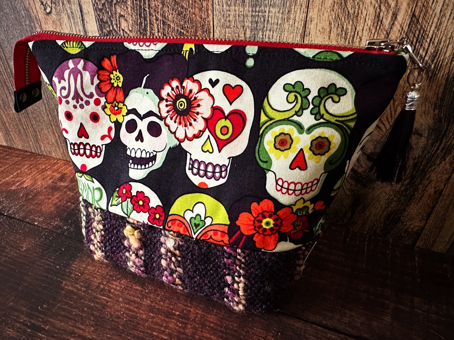 Frida and Calaveras & Woven Wool Small Open Wide Bag