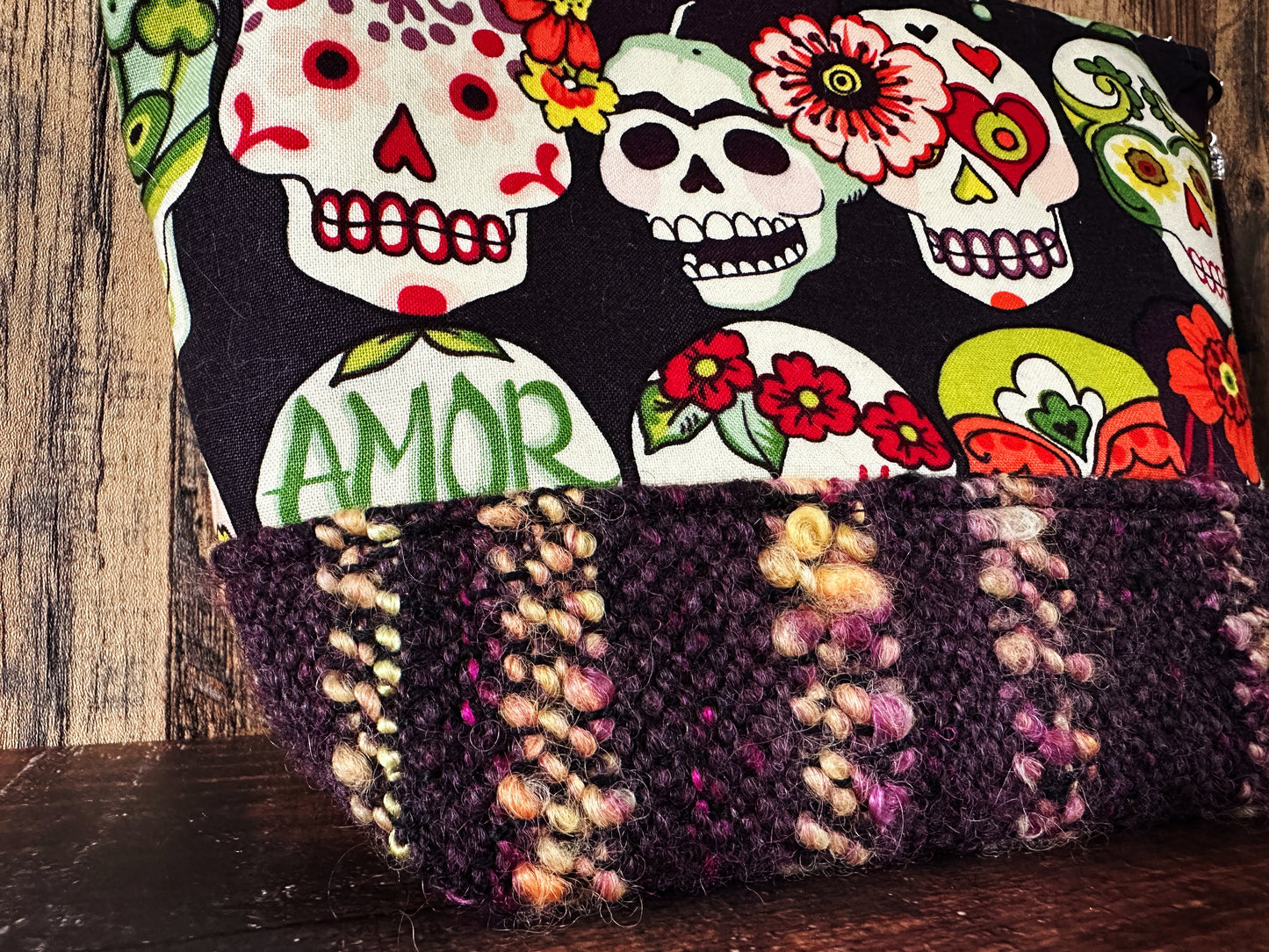 Frida and Calaveras & Woven Wool Small Open Wide Bag