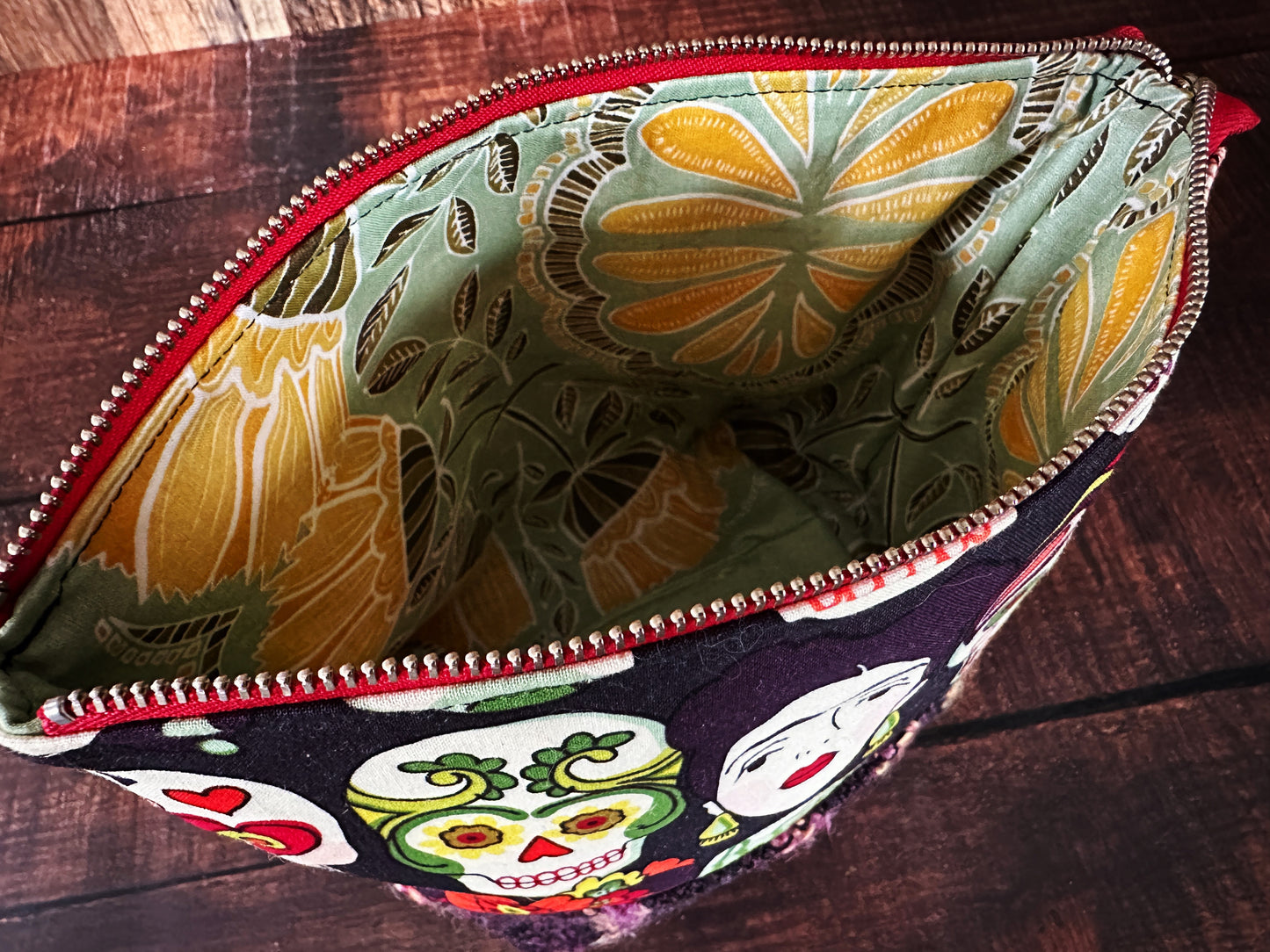 Frida and Calaveras & Woven Wool Small Open Wide Bag