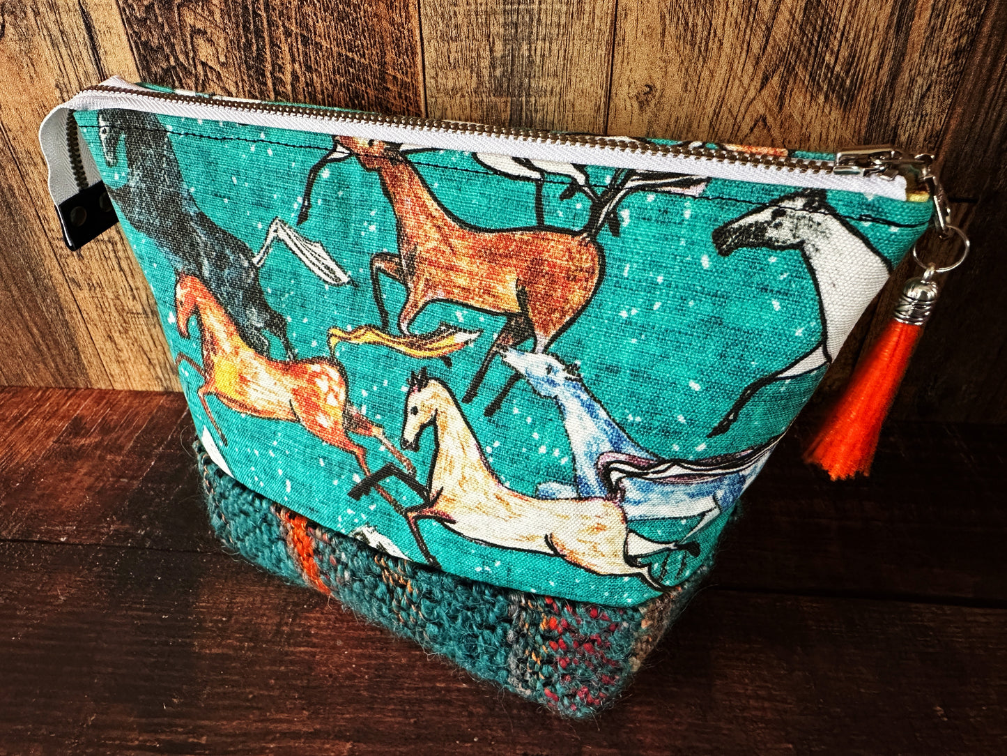 Wild Horses & Woven Wool Small Open Wide Bag