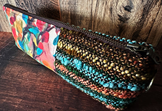 Fall Foliage and Handwoven Wool Long and Lean Zipper Bag