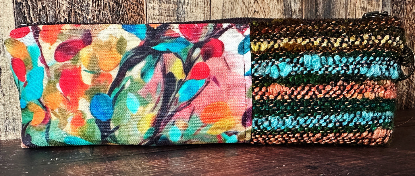 Fall Foliage and Handwoven Wool Long and Lean Zipper Bag