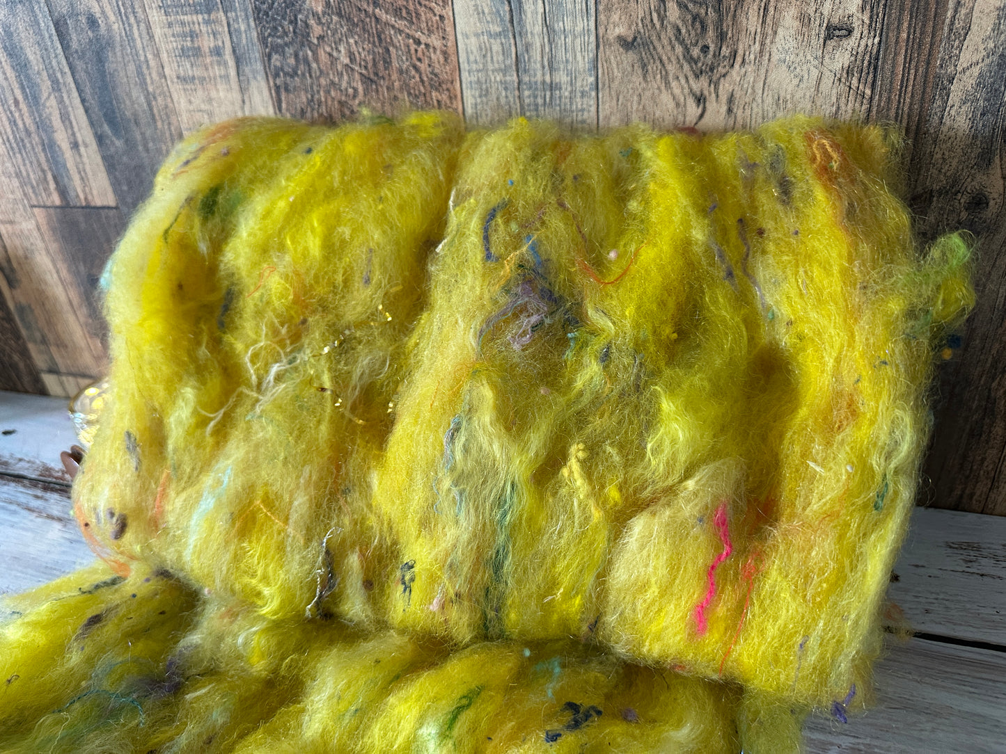 VERY ARTY Art Batts ~ Shetland and Mohair Batt for Spinning or Felting ~ Yellows