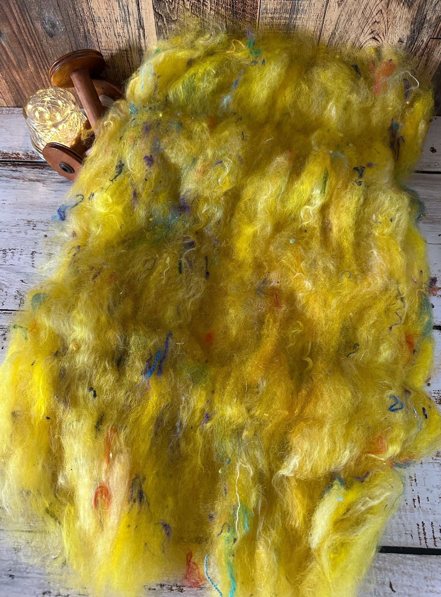 VERY ARTY Art Batts ~ Shetland and Mohair Batt for Spinning or Felting ~ Yellows
