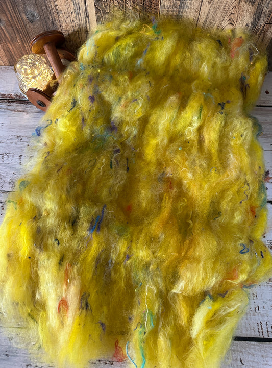 VERY ARTY Art Batts ~ Shetland and Mohair Batt for Spinning or Felting ~ Yellows