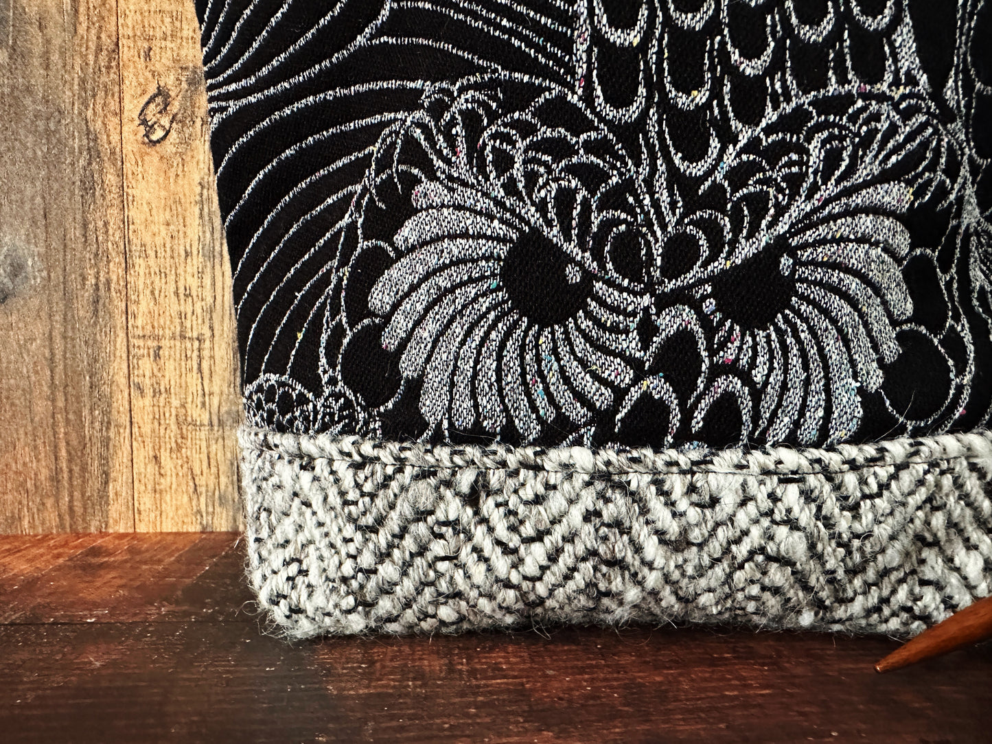 Silver Owls and Handwoven Wool Medium Project Bag