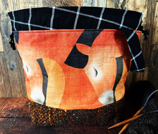 Sorrel Horses and Handwoven Wool Medium Project Bag