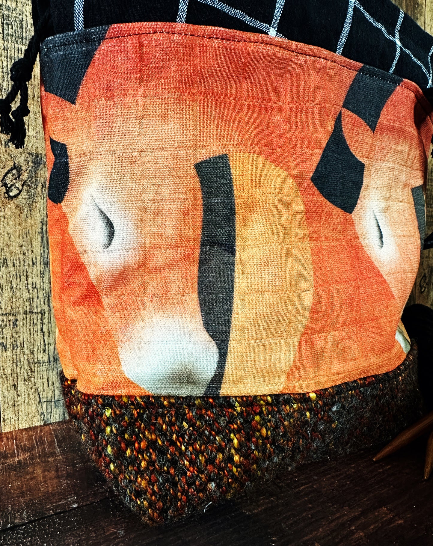 Sorrel Horses and Handwoven Wool Medium Project Bag