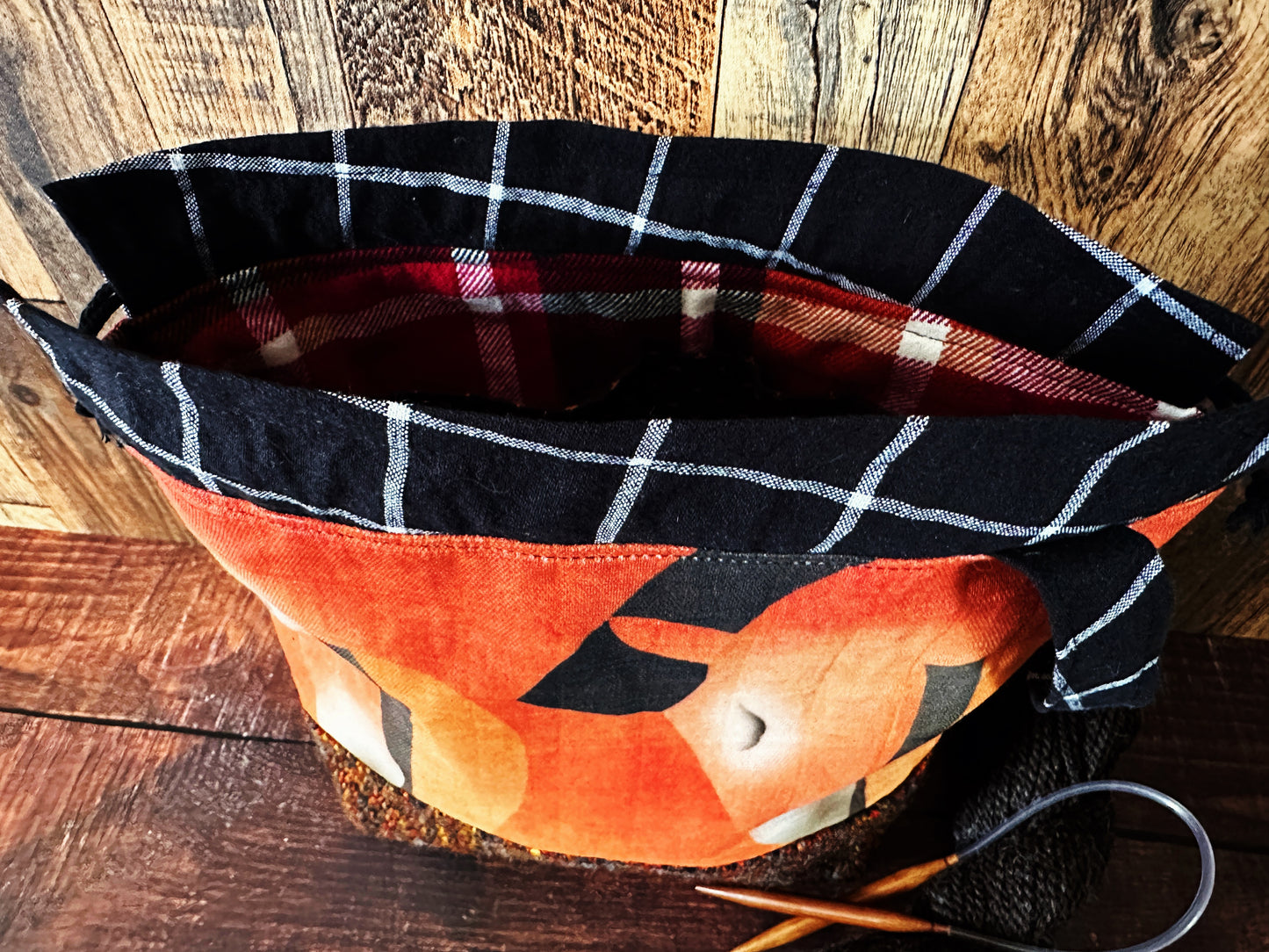 Sorrel Horses and Handwoven Wool Medium Project Bag