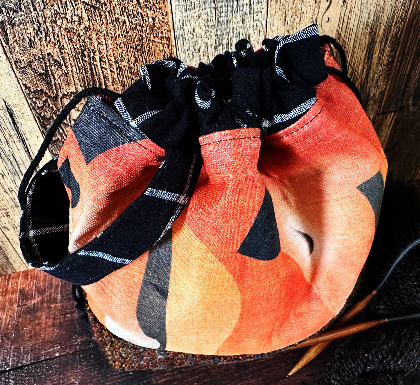 Sorrel Horses and Handwoven Wool Medium Project Bag