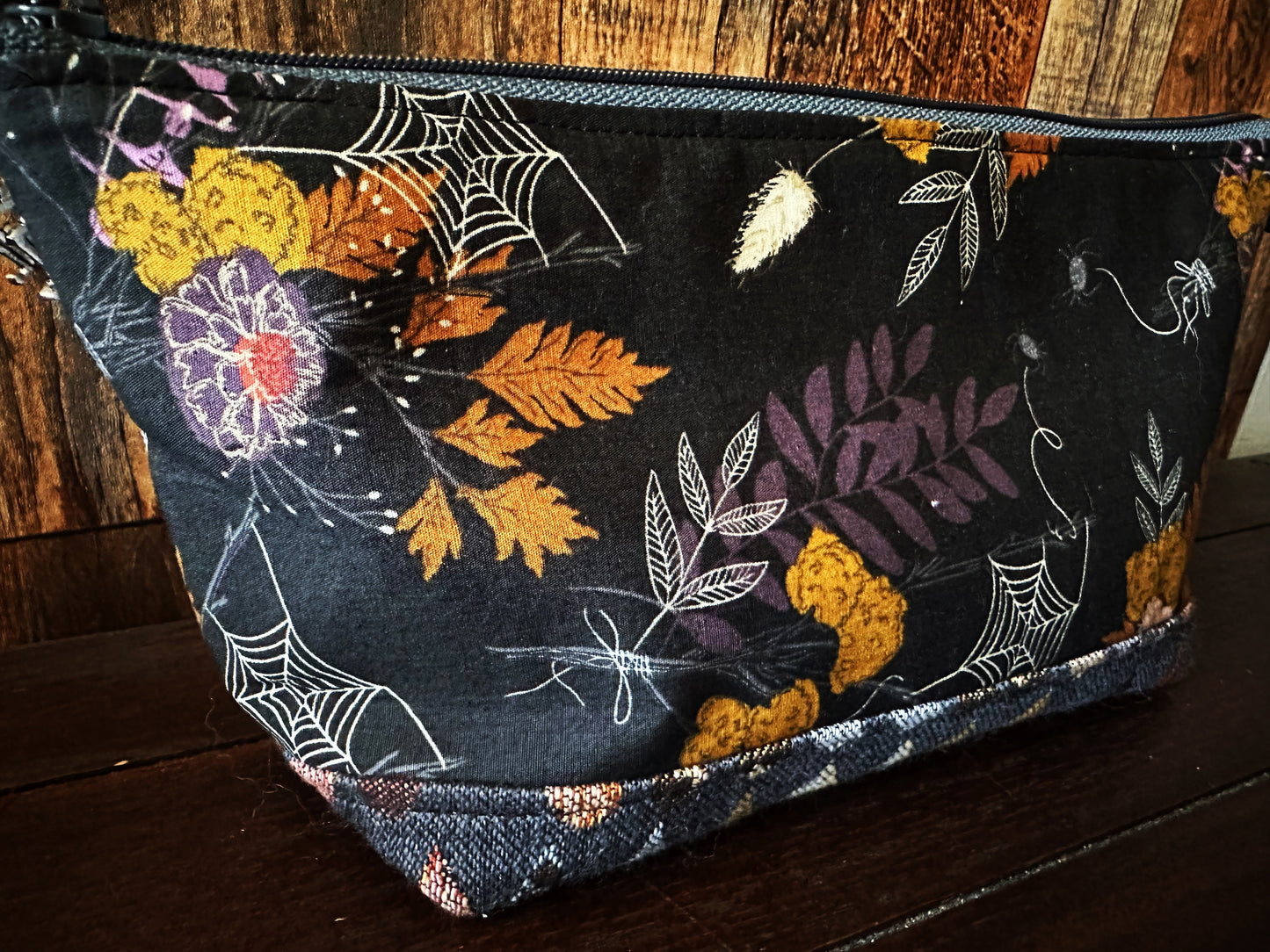 Witches Broom and Autumn Spiders Medium Open Wide Spindle Bag