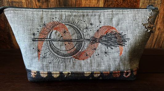 Witches Broom and Autumn Spiders Medium Open Wide Spindle Bag