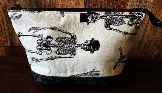 Dapper Skeleton Small Open Wide Spindle Bag