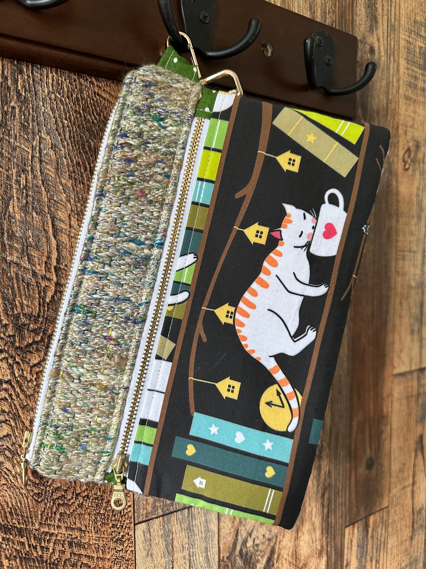 Library Cats Double Zipper Clutch~ Perfect for E-Readers