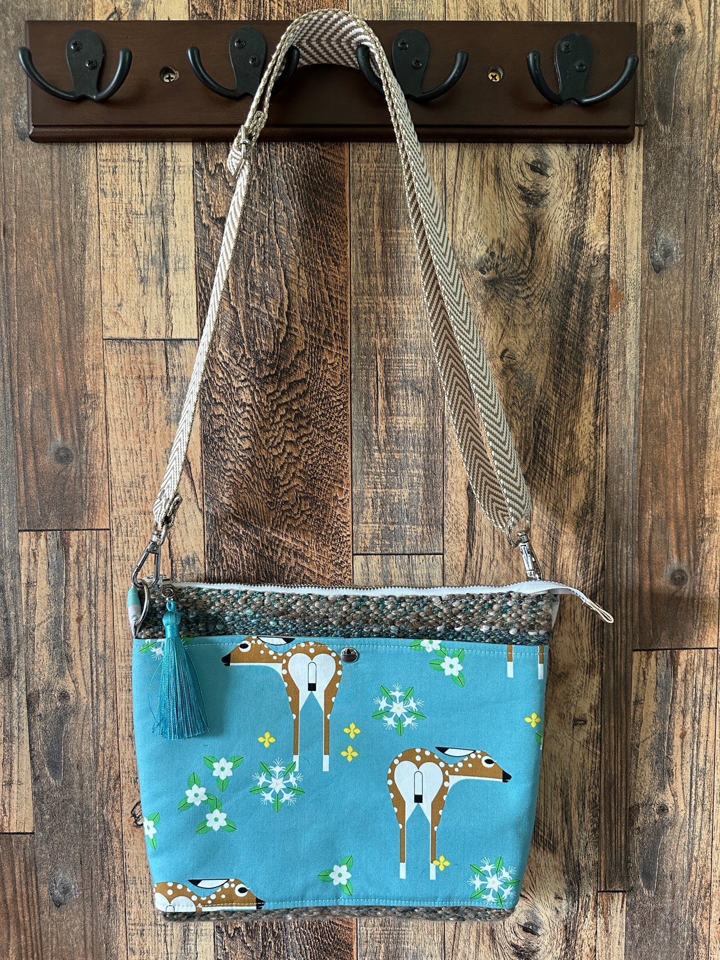 White Tailed Deer and Woven Wool Minimalist Purse