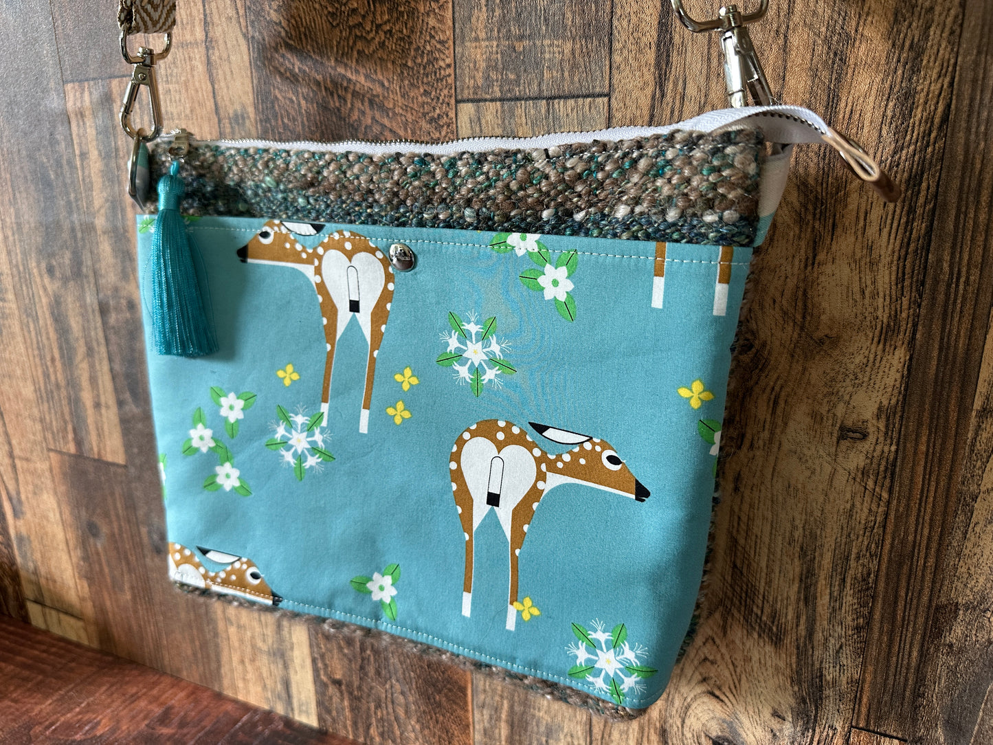 White Tailed Deer and Woven Wool Minimalist Purse