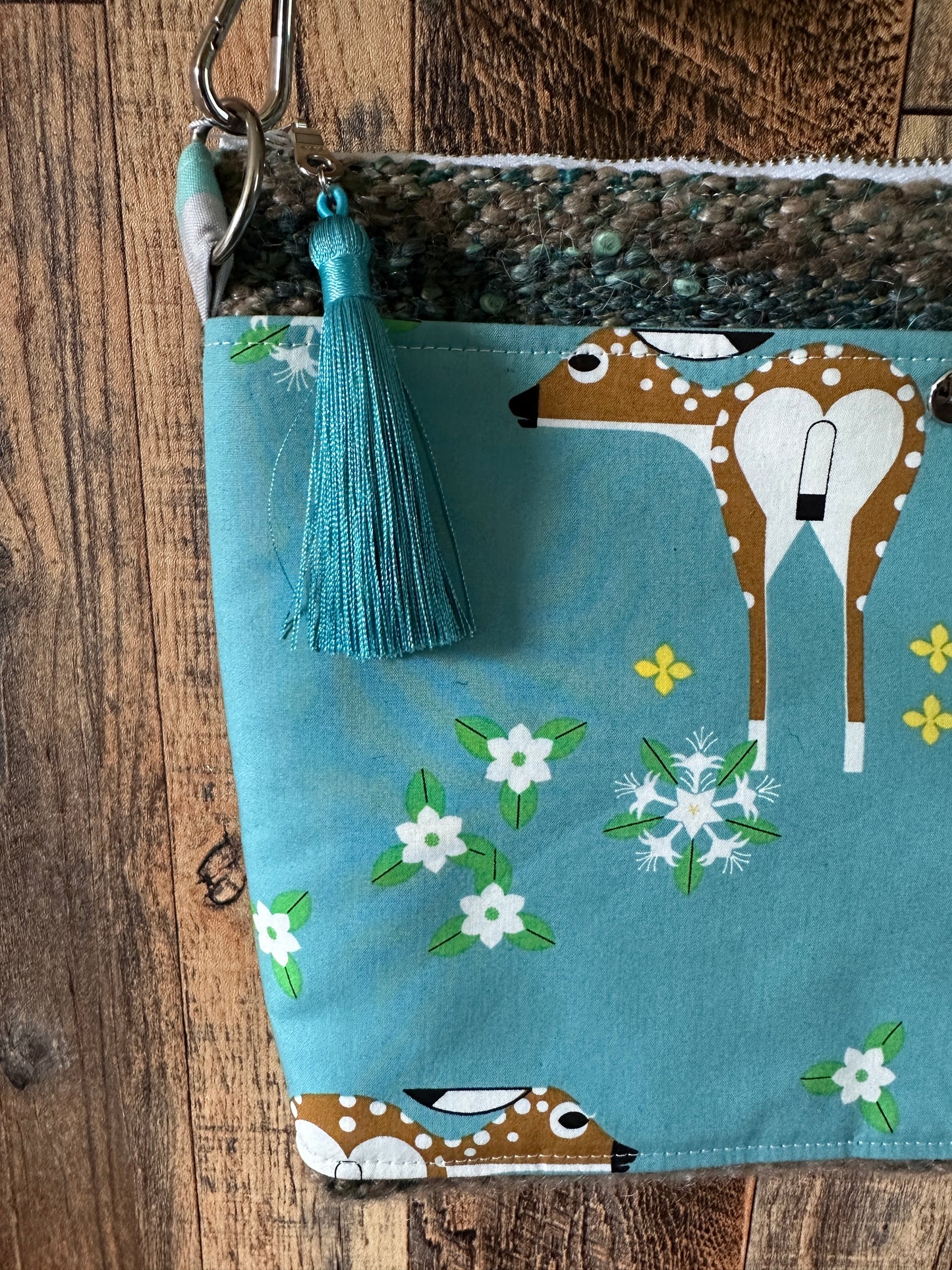 White Tailed Deer and Woven Wool Minimalist Purse