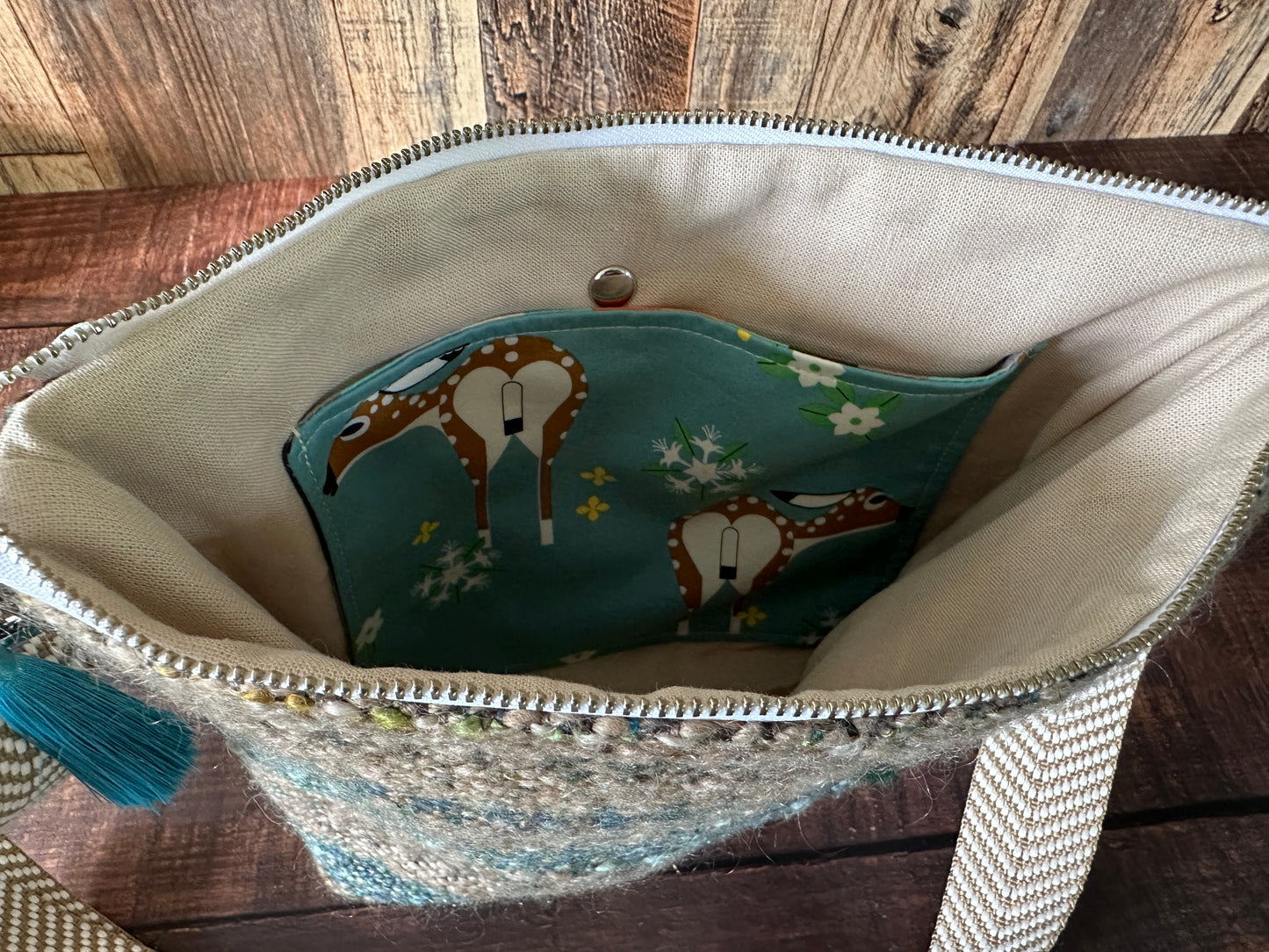 White Tailed Deer and Woven Wool Minimalist Purse
