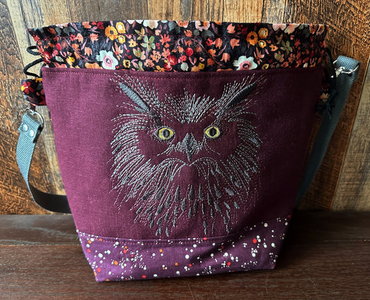 Owl Medium Project Bag w/ Shoulder Strap