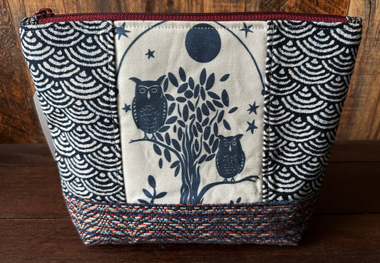 Owl and Raccoon Padded Project or Cosmetic Bag