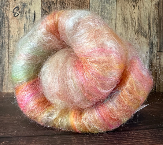 Cashgora and Merino Art Batt for Spinning or Felting ~ Oranges, Yellows, and Greens
