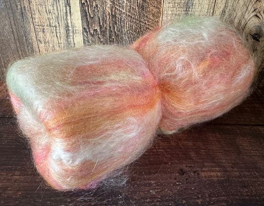 Cashgora and Merino Art Batt for Spinning or Felting ~ Oranges, Yellows, and Greens